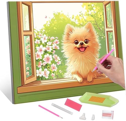 Diamond Painting Erwachsene Kinder, 5D pet dog Diamant Painting Bilder Anfänger, DIY Runder Vollbohrer Diamanten Malerei Stickerei Set Kreuzstich Frauen Geschenke Home Wand Dekorieren 30x40cm H-99 von QIANLUOO