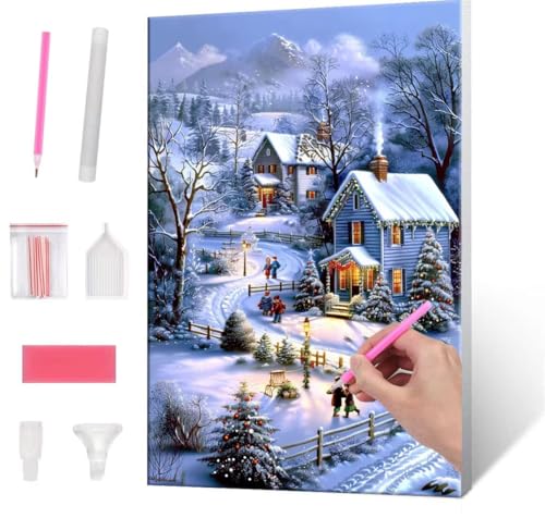 Diamond Painting Erwachsene Kinder, 5D snow scene Diamant Painting Bilder Anfänger, DIY Runder Vollbohrer Diamanten Malerei Stickerei Set Kreuzstich Frauen Geschenke Home Wand Dekorieren 30x40cm H-958 von QIANLUOO