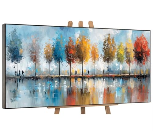 Farbe Baum Malen Nach Zahlen Erwachsene Groß, DIY Vorgedruckte Leinen Leinwand Anfänger Kinder Ölgemälde Kits, Home Haus Dekorieren Geschenk mit 3 Pinsel und Acrylpigment, 70x140 cm (Ohne Rahmen) H-68 von QIANLUOO