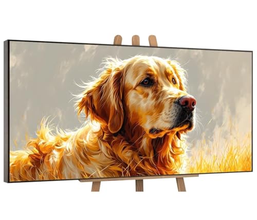 Hund als Haustier Malen Nach Zahlen Erwachsene, DIY Vorgedruckte Leinen Leinwand Anfänger Kinder Ölgemälde Kits, Home Haus Decor Geschenk mit 3 Pinsel und Acrylpigment, 70x140 cm (Ohne Rahmen) H-100 von QIANLUOO