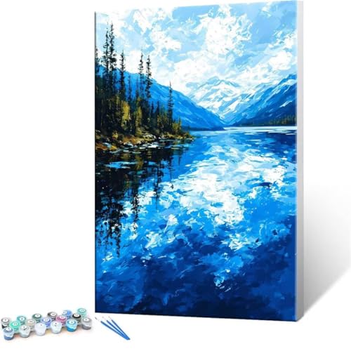 Malen Nach Zahlen Erwachsene - DIY Baikalsee Handgemalt Ölgemälde Kit für Anfänger, Mit 3-Pinseln und Acrylfarbe Handgemalt öLgemäLde Kit Als Geschenk Heimdekoration 20x30cm (Ohne Rahmen) R-12 von QIANLUOO