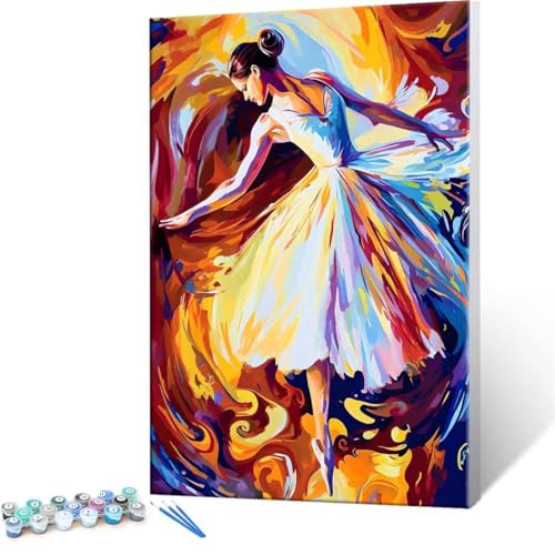 Malen Nach Zahlen Erwachsene - DIY Balletttänzerin Handgemalt Ölgemälde Kit für Anfänger, Mit 3-Pinseln und Acrylfarbe Handgemalt öLgemäLde Kit Als Geschenk Heimdekoration 35x50cm (Ohne Rahmen) R-7 von QIANLUOO