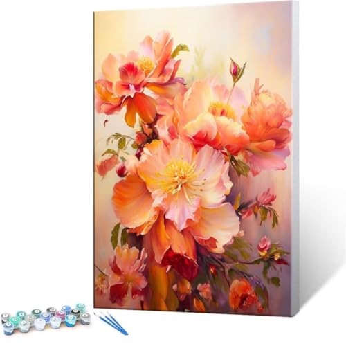 Malen Nach Zahlen Erwachsene - DIY Blumen und Pflanzen Handgemalt Ölgemälde Kit für Anfänger, Mit 3-Pinseln und Acrylfarbe Handgemalt öLgemäLde Kit Als Heimdekoration 80x100cm (Ohne Rahmen) R-143 von QIANLUOO