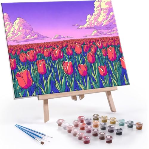 Malen Nach Zahlen Erwachsene - DIY Blumenmeer Handgemalt Ölgemälde Kit für Anfänger, Mit 3-Pinseln und Acrylfarbe Handgemalt öLgemäLde Kit Als Geschenk Heimdekoration 50x70cm (Ohne Rahmen) R-641 von QIANLUOO