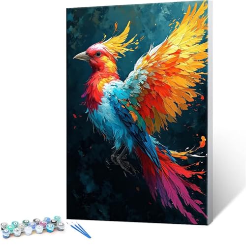 Malen Nach Zahlen Erwachsene - DIY Bunt bird Handgemalt Ölgemälde Kit für Anfänger, Mit 3-Pinseln und Acrylfarbe Handgemalt öLgemäLde Kit Als Geschenk Heimdekoration 35x50cm (Ohne Rahmen) R-34 von QIANLUOO