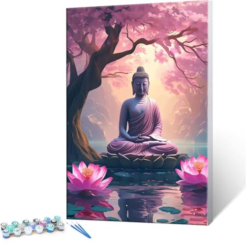 Malen Nach Zahlen Erwachsene - DIY Carving Zen Handgemalt Ölgemälde Kit für Anfänger, Mit 3-Pinseln und Acrylfarbe Handgemalt öLgemäLde Kit Als Geschenk Heimdekoration 35x50cm (Ohne Rahmen) R-64 von QIANLUOO