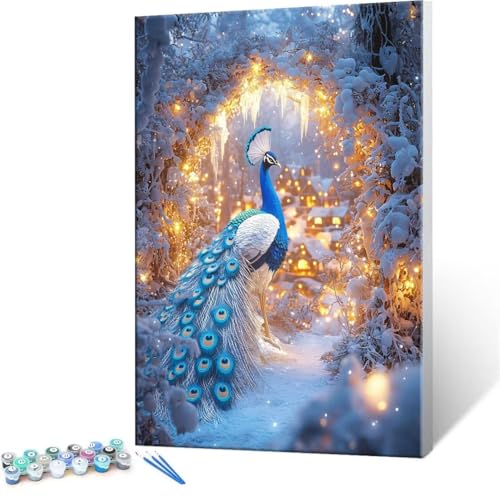 Malen Nach Zahlen Erwachsene - DIY Dreamy Peacock Handgemalt Ölgemälde Kit für Anfänger, Mit 3-Pinseln und Acrylfarbe Handgemalt öLgemäLde Kit Als Geschenk Heimdekoration 90x120cm (Ohne Rahmen) R-244 von QIANLUOO