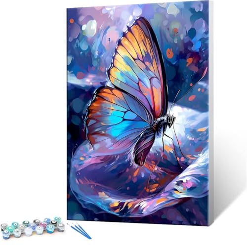 Malen Nach Zahlen Erwachsene - DIY Farbe Schmetterling Handgemalt Ölgemälde Kit für Anfänger, Mit 3-Pinseln und Acrylfarbe Handgemalt öLgemäLde Kit Als Heimdekoration 40x50cm (Ohne Rahmen) R-21 von QIANLUOO