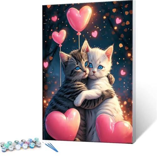 Malen Nach Zahlen Erwachsene - DIY Katzenliebhaber Handgemalt Ölgemälde Kit für Anfänger, Mit 3-Pinseln und Acrylfarbe Handgemalt öLgemäLde Kit Als Geschenk Heimdekoration 100x140cm (Ohne Rahmen) R279 von QIANLUOO