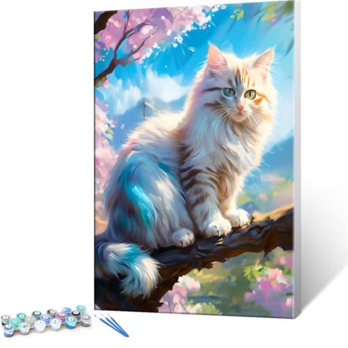 Malen Nach Zahlen Erwachsene - DIY Kitty Handgemalt Ölgemälde Kit für Anfänger, Mit 3-Pinseln und Acrylfarbe Handgemalt öLgemäLde Kit Als Geschenk Heimdekoration 100x140cm (Ohne Rahmen) R-222 von QIANLUOO