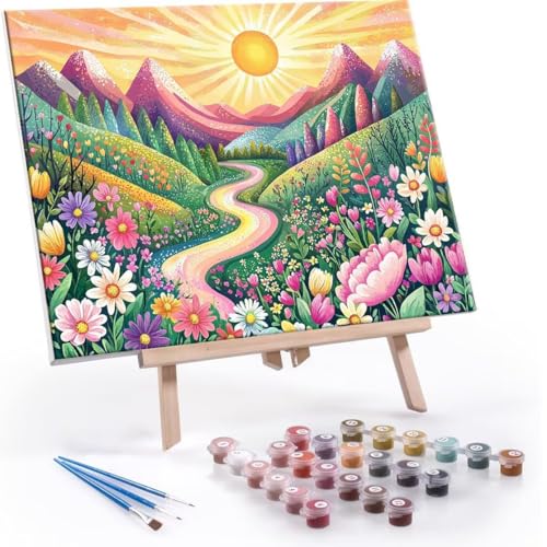 Malen Nach Zahlen Erwachsene - DIY Landschaft Handgemalt Ölgemälde Kit für Anfänger, Mit 3-Pinseln und Acrylfarbe Handgemalt öLgemäLde Kit Als Geschenk Heimdekoration 70x90cm (Ohne Rahmen) R-591 von QIANLUOO