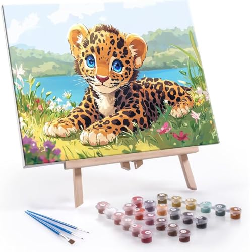 Malen Nach Zahlen Erwachsene - DIY Leopard Handgemalt Ölgemälde Kit für Anfänger, Mit 3-Pinseln und Acrylfarbe Handgemalt öLgemäLde Kit Als Geschenk Heimdekoration 70x90cm (Ohne Rahmen) R-639 von QIANLUOO