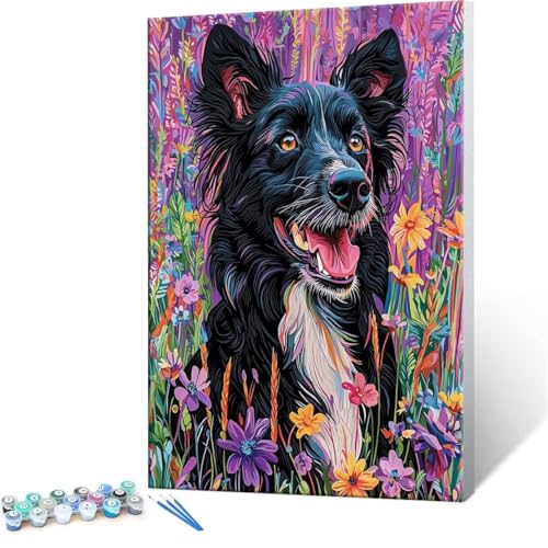 Malen Nach Zahlen Erwachsene - DIY Netter Hund Handgemalt Ölgemälde Kit für Anfänger, Mit 3-Pinseln und Acrylfarbe Handgemalt öLgemäLde Kit Als Geschenk Heimdekoration 100x140cm (Ohne Rahmen) R-183 von QIANLUOO