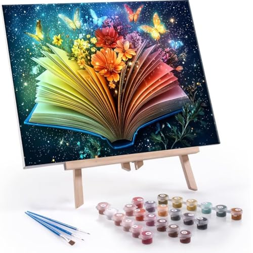 Malen Nach Zahlen Erwachsene - DIY Rainbow Buch Handgemalt Ölgemälde Kit für Anfänger, Mit 3-Pinseln und Acrylfarbe Handgemalt öLgemäLde Kit Als Geschenk Heimdekoration 70x90cm (Ohne Rahmen) R-504 von QIANLUOO