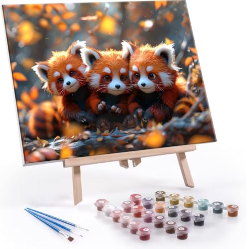 Malen Nach Zahlen Erwachsene - DIY Roter Panda Handgemalt Ölgemälde Kit für Anfänger, Mit 3-Pinseln und Acrylfarbe Handgemalt öLgemäLde Kit Als Geschenk Heimdekoration 70x90cm (Ohne Rahmen) R-624 von QIANLUOO