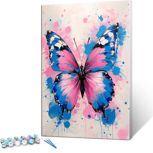 Malen Nach Zahlen Erwachsene - DIY Schmetterling Handgemalt Ölgemälde Kit für Anfänger, Mit 3-Pinseln und Acrylfarbe Handgemalt öLgemäLde Kit Als Geschenk Heimdekoration 80x100cm (Ohne Rahmen) R-131 von QIANLUOO