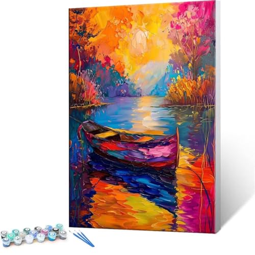 Malen Nach Zahlen Erwachsene - DIY See Schiff Handgemalt Ölgemälde Kit für Anfänger, Mit 3-Pinseln und Acrylfarbe Handgemalt öLgemäLde Kit Als Geschenk Heimdekoration 100x140cm (Ohne Rahmen) R-126 von QIANLUOO