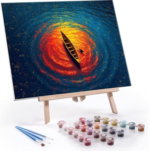 Malen Nach Zahlen Erwachsene - DIY See Schiff Handgemalt Ölgemälde Kit für Anfänger, Mit 3-Pinseln und Acrylfarbe Handgemalt öLgemäLde Kit Als Geschenk Heimdekoration 50x70cm (Ohne Rahmen) R-629 von QIANLUOO