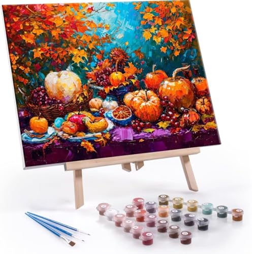 Malen Nach Zahlen Erwachsene - DIY Thanksgiving Handgemalt Ölgemälde Kit für Anfänger, Mit 3-Pinseln und Acrylfarbe Handgemalt öLgemäLde Kit Als Geschenk Heimdekoration 70x90cm (Ohne Rahmen) R-597 von QIANLUOO