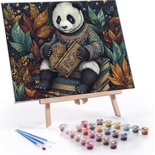 Malen Nach Zahlen Erwachsene - DIY Tier Panda Handgemalt Ölgemälde Kit für Anfänger, Mit 3-Pinseln und Acrylfarbe Handgemalt öLgemäLde Kit Als Geschenk Heimdekoration 70x90cm (Ohne Rahmen) R-579 von QIANLUOO