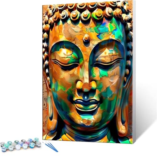 Malen Nach Zahlen Erwachsene - DIY Zen Buddhismus Handgemalt Ölgemälde Kit für Anfänger, Mit 3-Pinseln und Acrylfarbe Handgemalt öLgemäLde Kit Als Geschenk Heimdekoration 20x30cm (Ohne Rahmen) R-39 von QIANLUOO