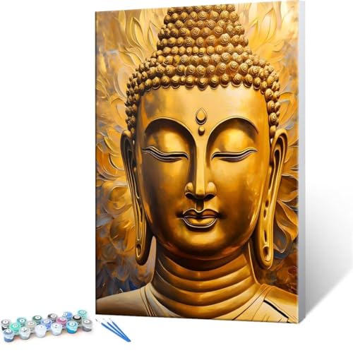 Malen Nach Zahlen Erwachsene - DIY Zen Buddhismus Handgemalt Ölgemälde Kit für Anfänger, Mit 3-Pinseln und Acrylfarbe Handgemalt öLgemäLde Kit Als Geschenk Heimdekoration 30x40cm (Ohne Rahmen) R-41 von QIANLUOO