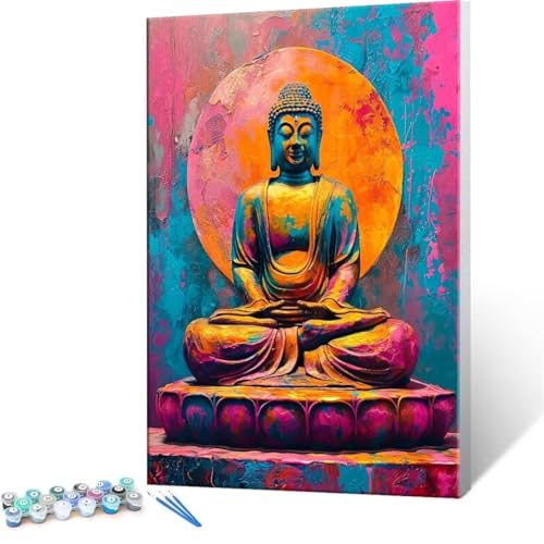 Malen Nach Zahlen Erwachsene - DIY Zen Buddhismus Handgemalt Ölgemälde Kit für Anfänger, Mit 3-Pinseln und Acrylfarbe Handgemalt öLgemäLde Kit Als Geschenk Heimdekoration 60x80cm (Ohne Rahmen) R-40 von QIANLUOO