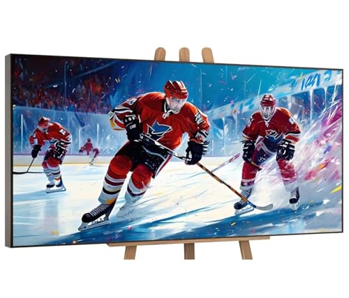 Malen Nach Zahlen Erwachsene Eishockey Sport DIY Handgemalt Ölgemälde Leinwand Set mit 3 Pinsel und Acrylpigment für Frauen Home Deko Geburtstag Weihnachten Geschenk - 100x200 cm (Ohne Rahmen) H-30 von QIANLUOO