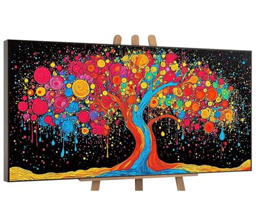 Malen Nach Zahlen Erwachsene Farbe Baum DIY Handgemalt Ölgemälde Leinwand Set mit 3 Pinsel und Acrylpigment für Frauen Home Dekorieren Geburtstag Weihnachten Geschenk - 50x100 cm (Ohne Rahmen) H-66 von QIANLUOO