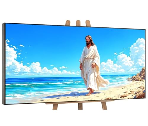 Malen Nach Zahlen Erwachsene Groß, Jesus DIY Ölgemälde-Kits auf Leinwand mit Pinseln und Acrylpigment, Anfänger Graffiti-Liebhaber, Bild für Heimdekoration, Geschenke, Ohne Rahmen, 25x50cm G-732 von QIANLUOO