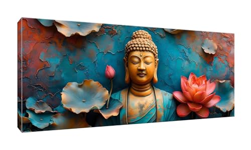 Malen Nach Zahlen Erwachsene Groß, Zen Lotusblume DIY Ölgemälde-Kits auf Leinwand mit Pinseln und Acrylpigment, Graffiti-Liebhaber, Bild für Heimdekoration, Geschenke, Ohne Rahmen, 60x120cm G-88 von QIANLUOO