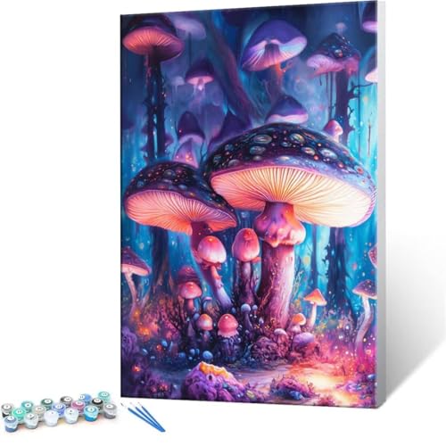 Malen Nach Zahlen Kinder ab 5 6 7 8 9 10 Jahre Mädchen, Paint by Numbers Adult Kinder Fantasy Pilz Anfänger mit Leinwand Pinseln Acrylpigment für Geschenke und Home Haus Dekorieren 90x120cm U-239 von QIANLUOO