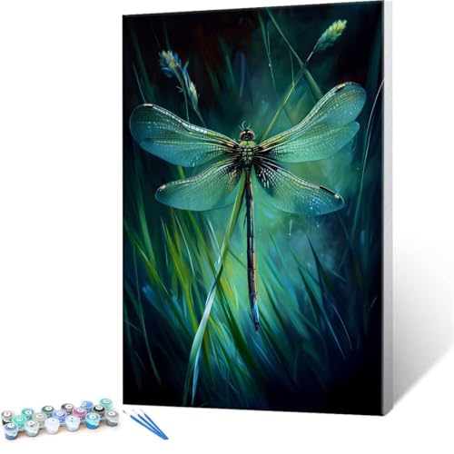 Malen nach Zahlen Erwachsene, Malen nach Zahlen Dragonfly DIY Handgemalt Ölgemälde Kit Paint by Numbers Adult Mit 3 Pinseln und Acrylfarbe Knitterfreie Leinwand Kit - 100x140cm (Rahmenlos) Y-278 von QIANLUOO