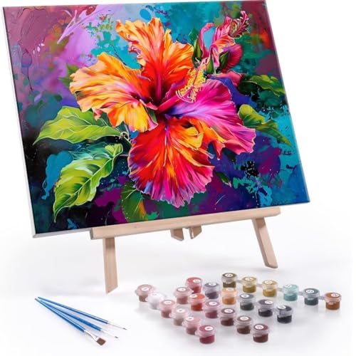 Malen nach Zahlen Erwachsene, Malen nach Zahlen Farbe Blume DIY Handgemalt Ölgemälde Kit Paint by Numbers Adult Mit 3 Pinseln und Acrylfarbe Knitterfreie Leinwand Kit - 70x90cm (Rahmenlos) Y-515 von QIANLUOO