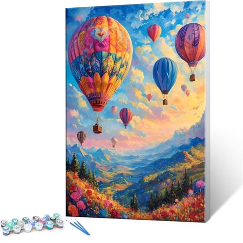 Malen nach Zahlen Erwachsene, Malen nach Zahlen Heißluftballon DIY Handgemalt Ölgemälde Kit Paint by Numbers Adult Mit 3 Pinseln und Acrylfarbe Knitterfreie Leinwand Kit - 100x140cm (Rahmenlos) Y-284 von QIANLUOO