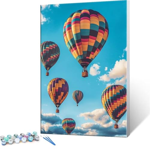 Malen nach Zahlen Erwachsene, Malen nach Zahlen Heißluftballon DIY Handgemalt Ölgemälde Kit Paint by Numbers Adult Mit 3 Pinseln und Acrylfarbe Knitterfreie Leinwand Kit - 80x100cm (Rahmenlos) Y-286 von QIANLUOO