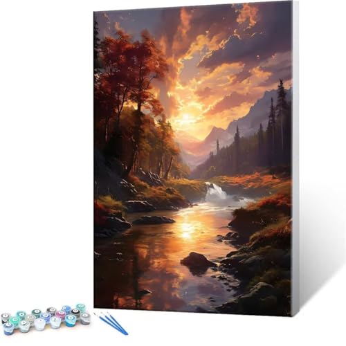 Malen nach Zahlen Erwachsene, Malen nach Zahlen Landschaft DIY Handgemalt Ölgemälde Kit Paint by Numbers Adult Mit 3 Pinseln und Acrylfarbe Knitterfreie Leinwand Kit - 50x70cm (Rahmenlos) Y-94 von QIANLUOO