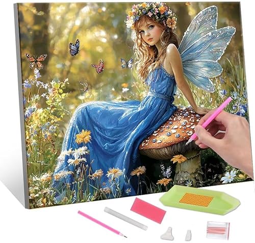 QIANLUOO 5D Diamond Painting Bilder, Diamant Painting Elf Fairy, Diamond Painting Set für Erwachsene Kinder, Komplettes DIY Diamond Art Malen Stickset, Kreuzstichbilder für Wohnkultur 70x90 cm k-449 von QIANLUOO