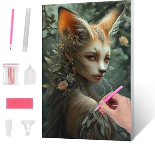 QIANLUOO 5D Diamond Painting Bilder, Diamant Painting Foxs, Diamond Painting Set für Erwachsene Kinder, Komplettes DIY Diamond Art Malen Stickset, Kreuzstichbilder für Wohnkultur 100x130 cm k-331 von QIANLUOO