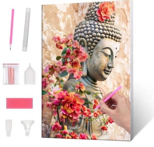 QIANLUOO 5D Diamond Painting Bilder, Diamant Painting Zen Flowers, Diamond Painting Set für Erwachsene Kinder, Komplettes DIY Diamond Art Malen Stickset, Kreuzstichbilder für Wohnkultur 40x50 cm k-89 von QIANLUOO