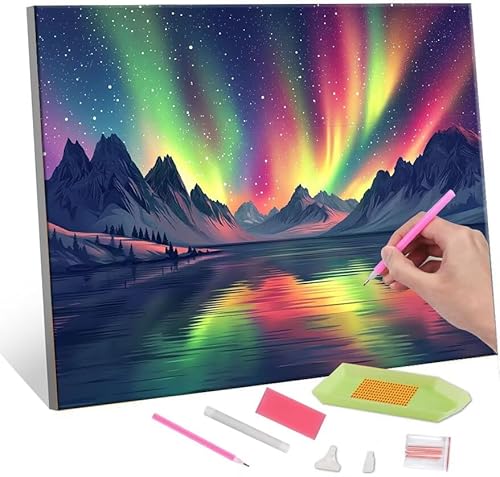 QIANLUOO 5D Diamond Painting Bilder, Diamant Painting aurora, Diamond Painting Set für Erwachsene Kinder, Komplettes DIY Diamond Art Malen Stickset, Kreuzstichbilder für Wohnkultur 100x130 cm k-429 von QIANLUOO