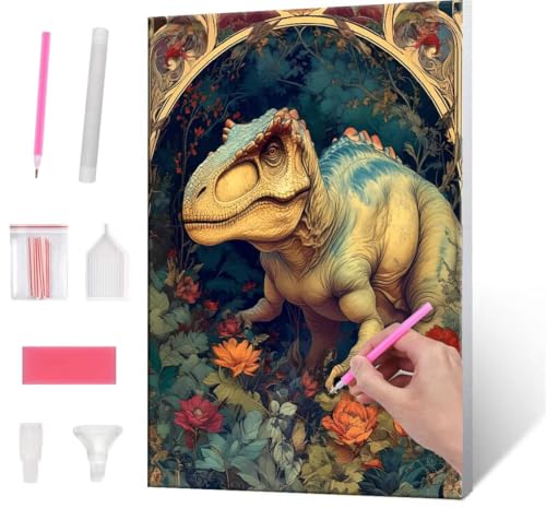 QIANLUOO 5D Diamond Painting Bilder, Diamant Painting dinosaur, Diamond Painting Set für Erwachsene Kinder, Komplettes DIY Diamond Art Malen Stickset, Kreuzstichbilder für Wohnkultur 100x130 cm k-523 von QIANLUOO