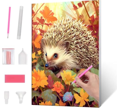 QIANLUOO 5D Diamond Painting Bilder, Diamant Painting hedgehog, Diamond Painting Set für Erwachsene Kinder, Komplettes DIY Diamond Art Malen Stickset, Kreuzstichbilder für Wohnkultur 100x130 cm k-116 von QIANLUOO