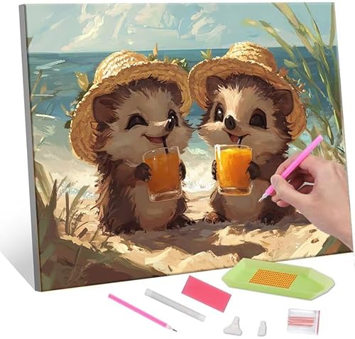 QIANLUOO 5D Diamond Painting Bilder, Diamant Painting hedgehog, Diamond Painting Set für Erwachsene Kinder, Komplettes DIY Diamond Art Malen Stickset, Kreuzstichbilder für Wohnkultur 40x50 cm k-117 von QIANLUOO