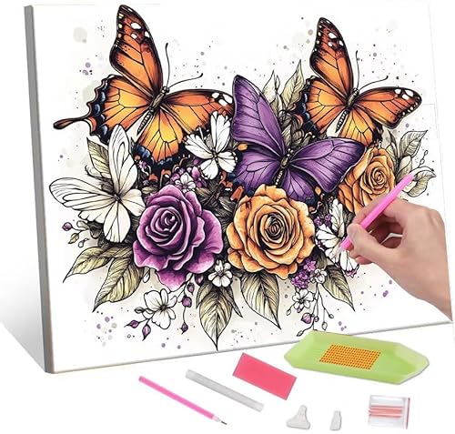 QIANLUOO Diamond Painting Erwachsene, Diamant Painting Bilder Color Butterfly 5D DIY Diamant Malerei Stickerei Kunsthandwerk Set Geeignet Als Geschenk, Zur Entspannung und Als Wanddeko 90x120cm J-69 von QIANLUOO