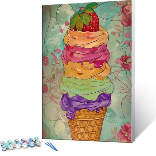 QIANLUOO Malen Nach Zahlen Erwachsene - DIY Eis Handgemalt Ölgemälde Kit für Anfänger, Mit 3-Pinseln und Acrylfarbe Handgemalt öLgemäLde Kit Als Geschenk Heimdekoration 60x80cm (Ohne Rahmen) R-16 von QIANLUOO