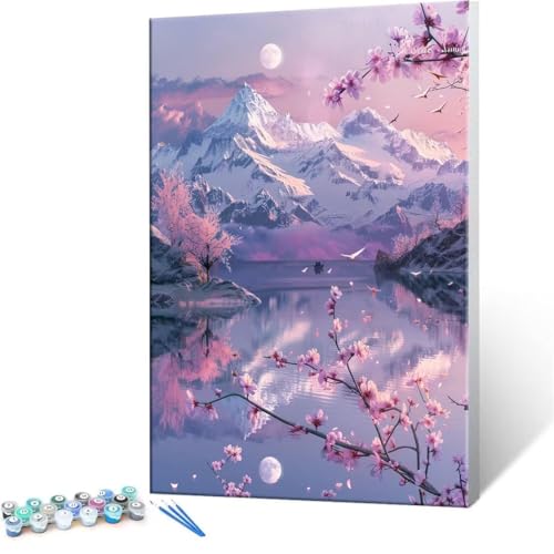 QIANLUOO Malen Nach Zahlen Erwachsene - DIY Fuji Handgemalt Ölgemälde Kit für Anfänger, Mit 3-Pinseln und Acrylfarbe Handgemalt öLgemäLde Kit Als Geschenk Heimdekoration 70x90cm (Ohne Rahmen) R-99 von QIANLUOO