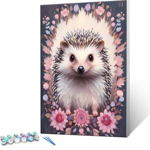 QIANLUOO Malen Nach Zahlen Erwachsene - DIY Igel Handgemalt Ölgemälde Kit für Anfänger, Mit 3-Pinseln und Acrylfarbe Handgemalt öLgemäLde Kit Als Geschenk Heimdekoration 60x80cm (Ohne Rahmen) R-55 von QIANLUOO