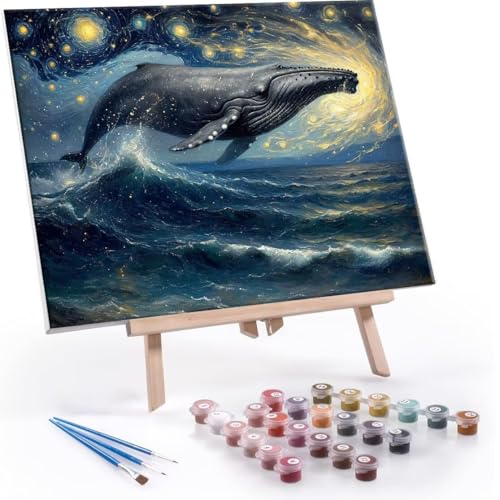 QIANLUOO Malen Nach Zahlen Erwachsene - DIY Wal Handgemalt Ölgemälde Kit für Anfänger, Mit 3-Pinseln und Acrylfarbe Handgemalt öLgemäLde Kit Als Geschenk Heimdekoration 70x90cm (Ohne Rahmen) R-663 von QIANLUOO