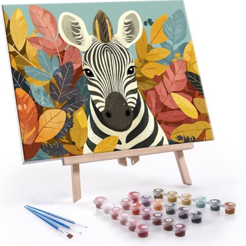 QIANLUOO Malen Nach Zahlen Erwachsene - DIY Zebra Handgemalt Ölgemälde Kit für Anfänger, Mit 3-Pinseln und Acrylfarbe Handgemalt öLgemäLde Kit Als Geschenk Heimdekoration 50x70cm (Ohne Rahmen) R-494 von QIANLUOO